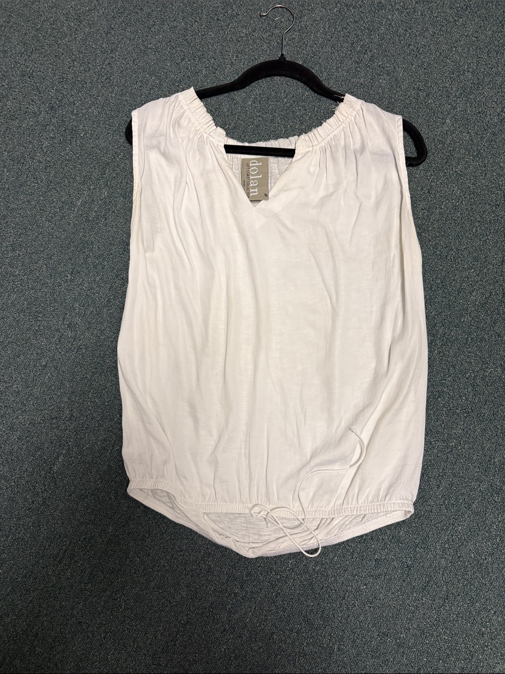 dolan White Cotton Sleeveless Drawstring Tank